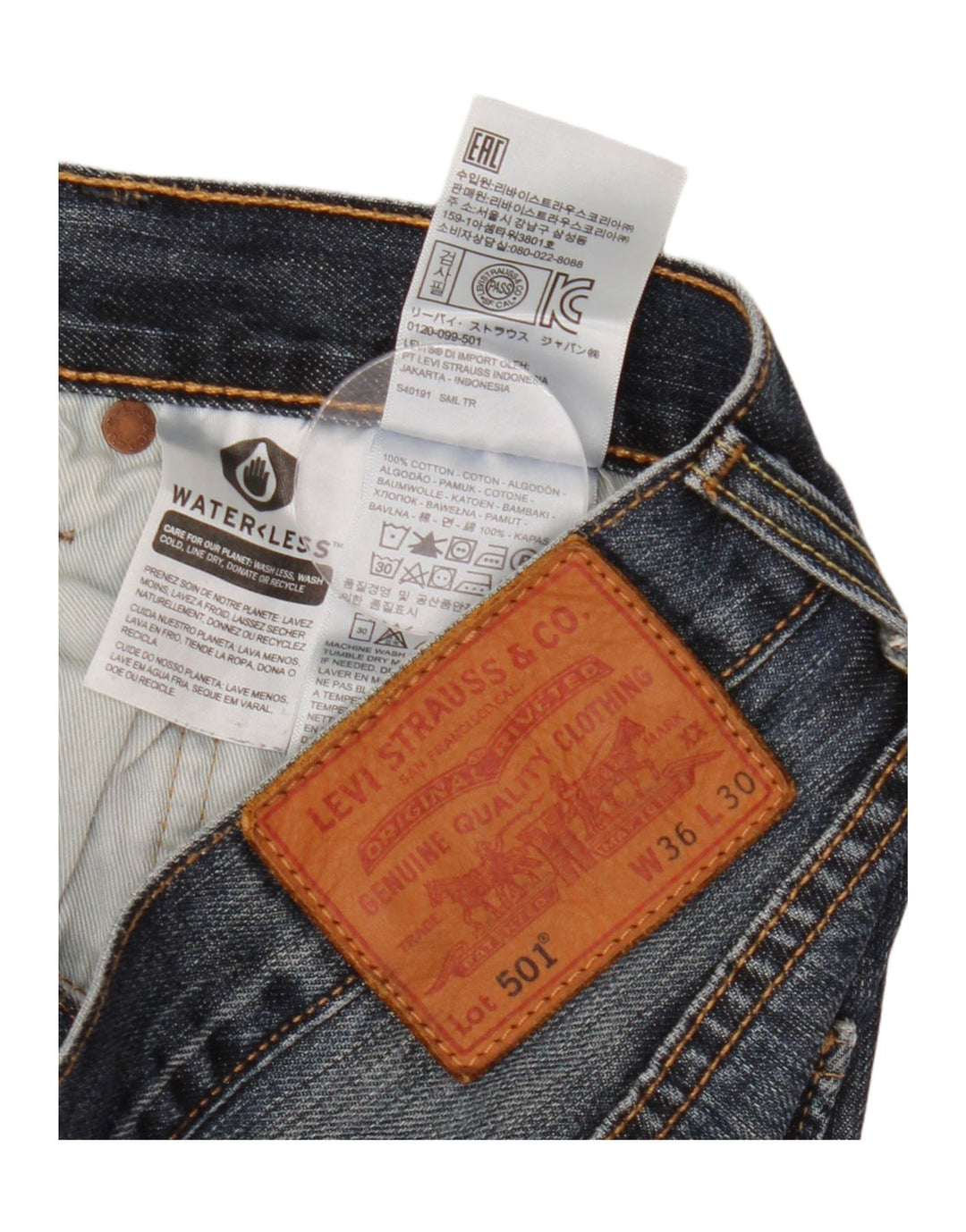 Levi's Mens 501 Straight Jeans W36 L30 Blue Cotton