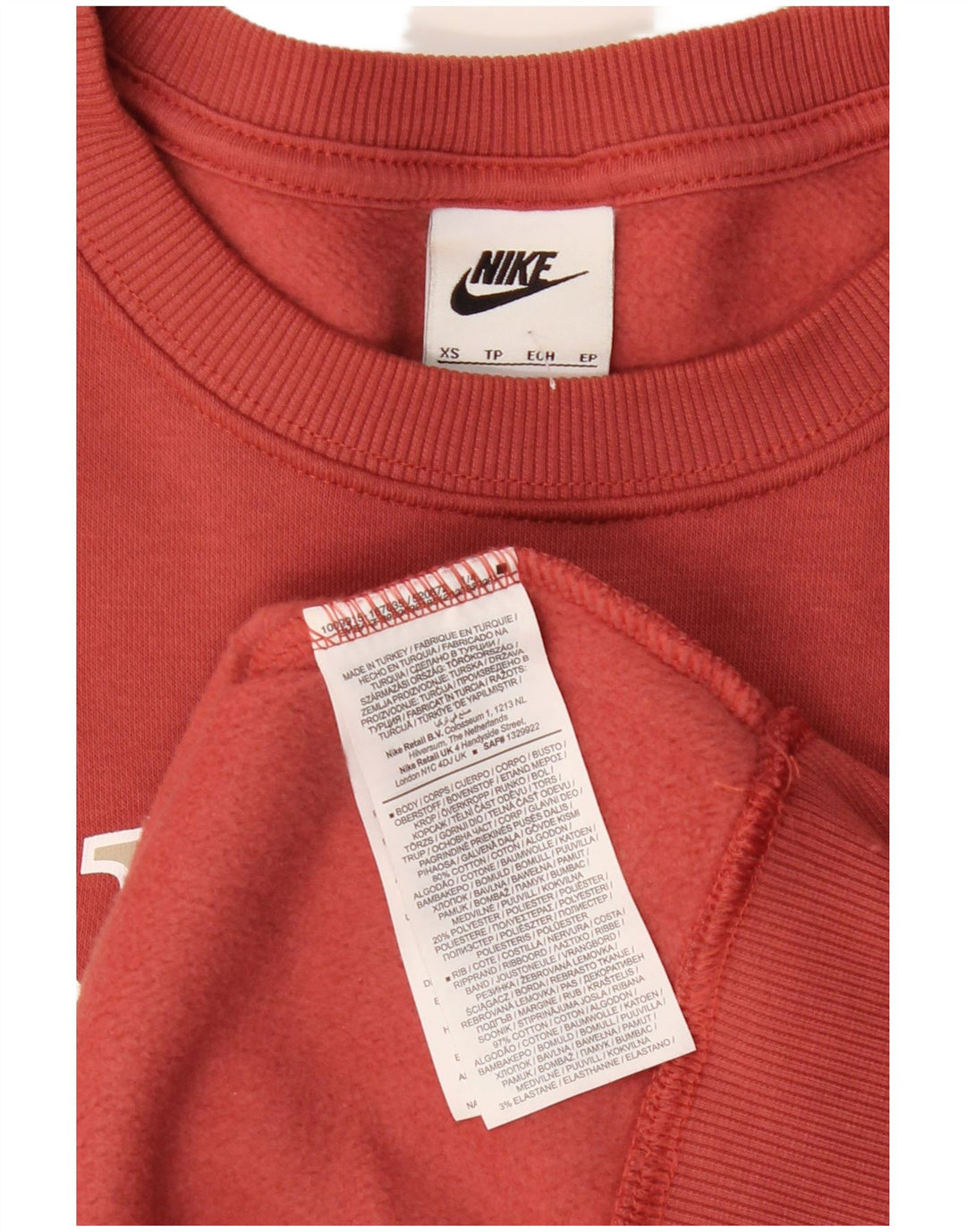 Nike Womens Graphic Oversized Sweatshirt Jumper UK 6 XS Red Cotton