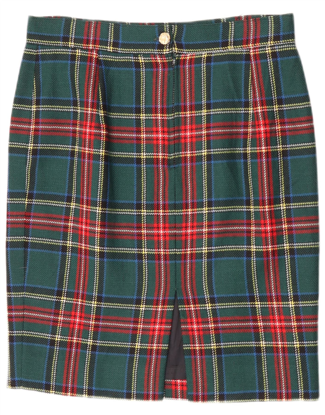 Vintage Womens Pencil Skirt W30 Medium Green Plaid