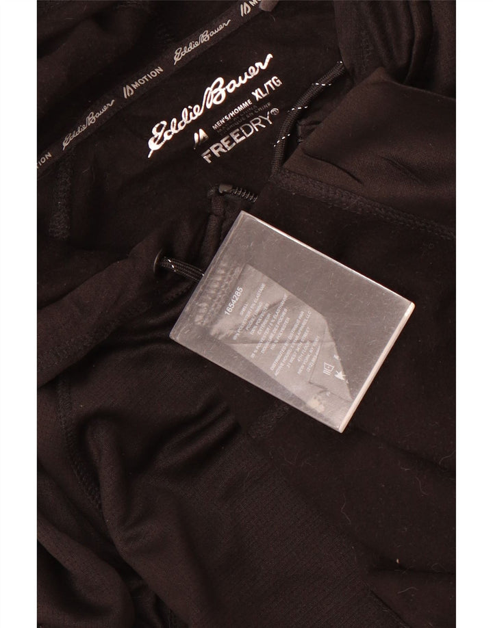 Eddie Bauer Mens Zip Hoodie Sweater XL Black Polyester