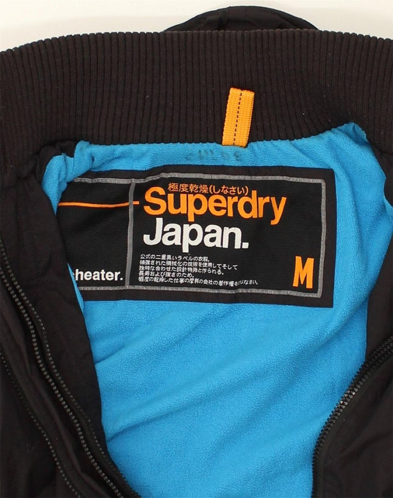 SUPERDRY Womens Windcheater Hooded Rain Jacket UK 12 Medium Black Nylon | Vintage Superdry | Thrift | Second-Hand Superdry | Used Clothing | Messina Hembry 