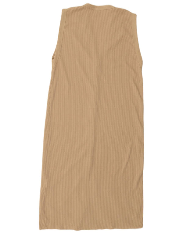 Zara Womens Sleeveless Maxi Dress UK 16 Large Beige Polyester