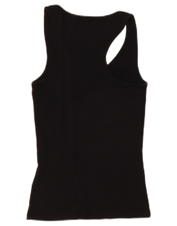 Guess Womens Graphic Vest Top UK 12 Medium Black Cotton