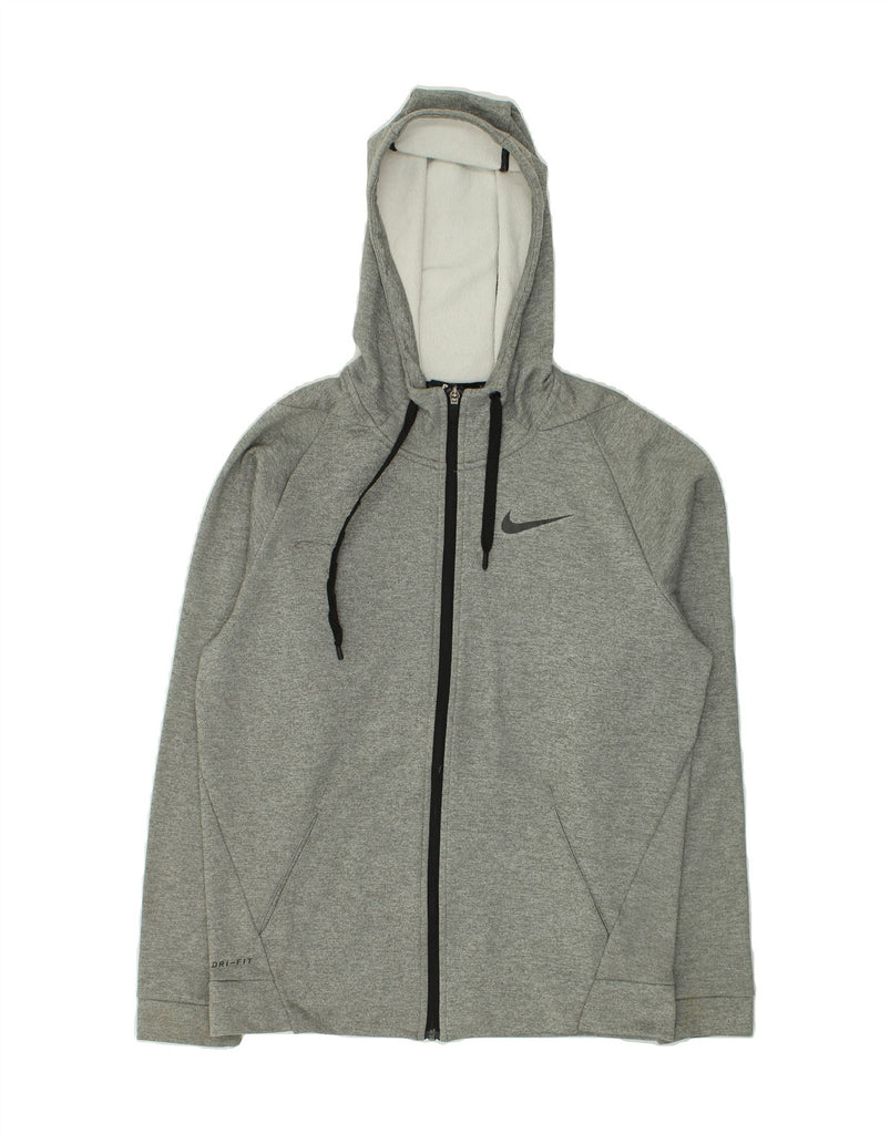 NIKE Mens Zip Hoodie Sweater Small Grey Flecked Polyester | Vintage Nike | Thrift | Second-Hand Nike | Used Clothing | Messina Hembry 