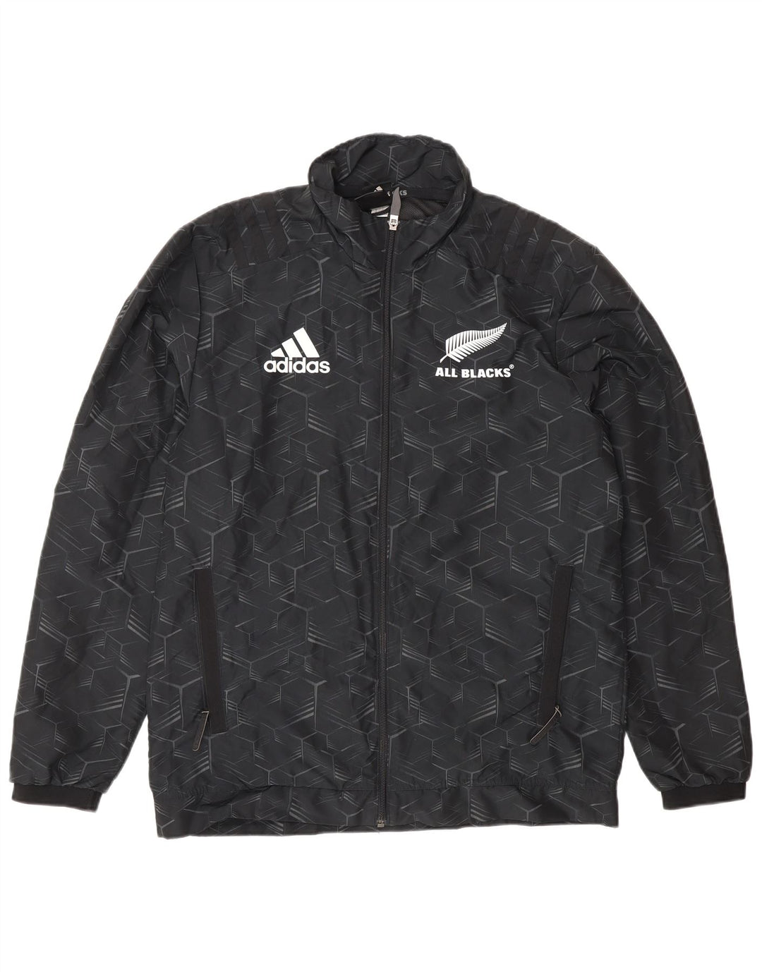 Adidas Mens All Blacks Graphic Tracksuit Top Jacket Small Black Geometric