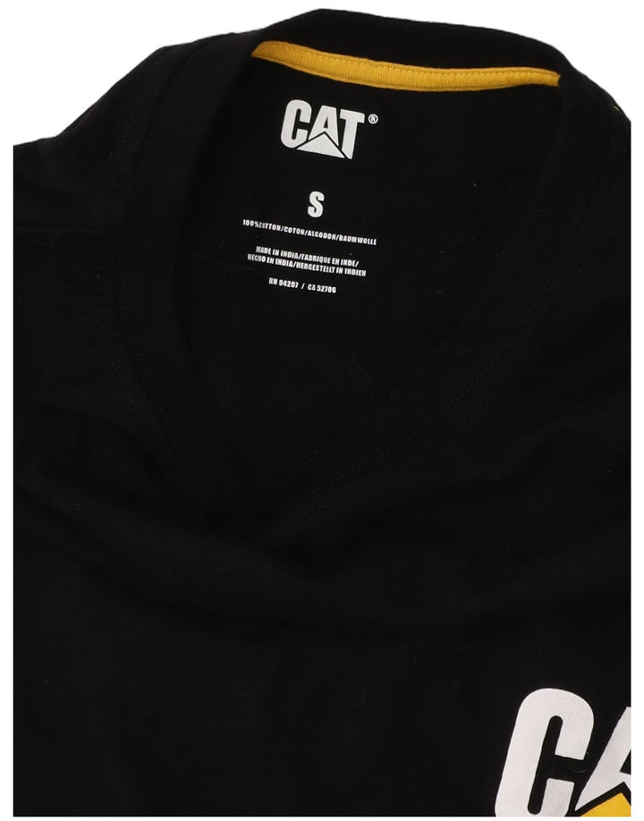 CAT Mens Graphic Top Long Sleeve Small Black Cotton