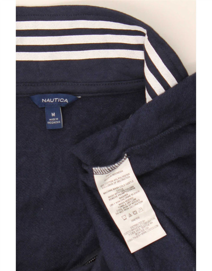 Nautica Mens Zip Neck Sweatshirt Jumper Medium Navy Blue Cotton