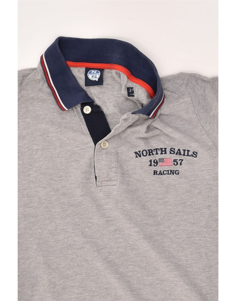 NORTH SAILS Mens Graphic Polo Shirt Medium Grey Cotton | Vintage North Sails | Thrift | Second-Hand North Sails | Used Clothing | Messina Hembry 