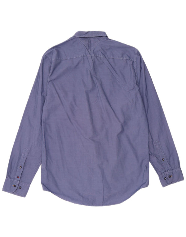 Tommy Hilfiger Mens New York Fit Shirt Large Blue Pinstripe Cotton