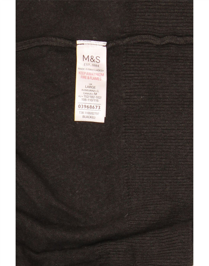 Marks & Spencer Womens Open Cardigan Sweater UK 16 Large Black Acrylic