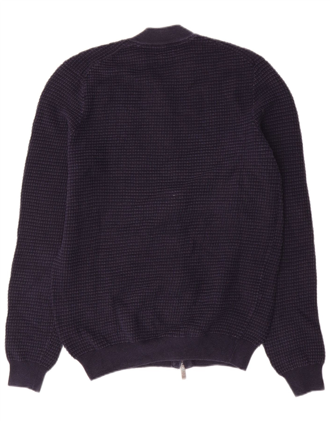 Massimo Dutti Mens Cardigan Sweater Medium Navy Blue Cotton