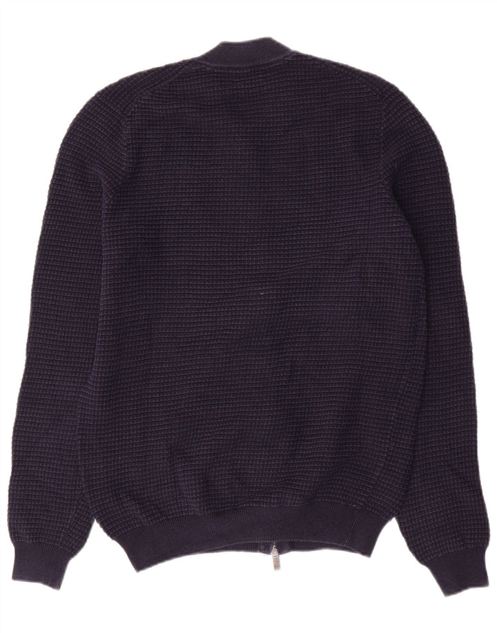Massimo Dutti Mens Cardigan Sweater Medium Navy Blue Cotton