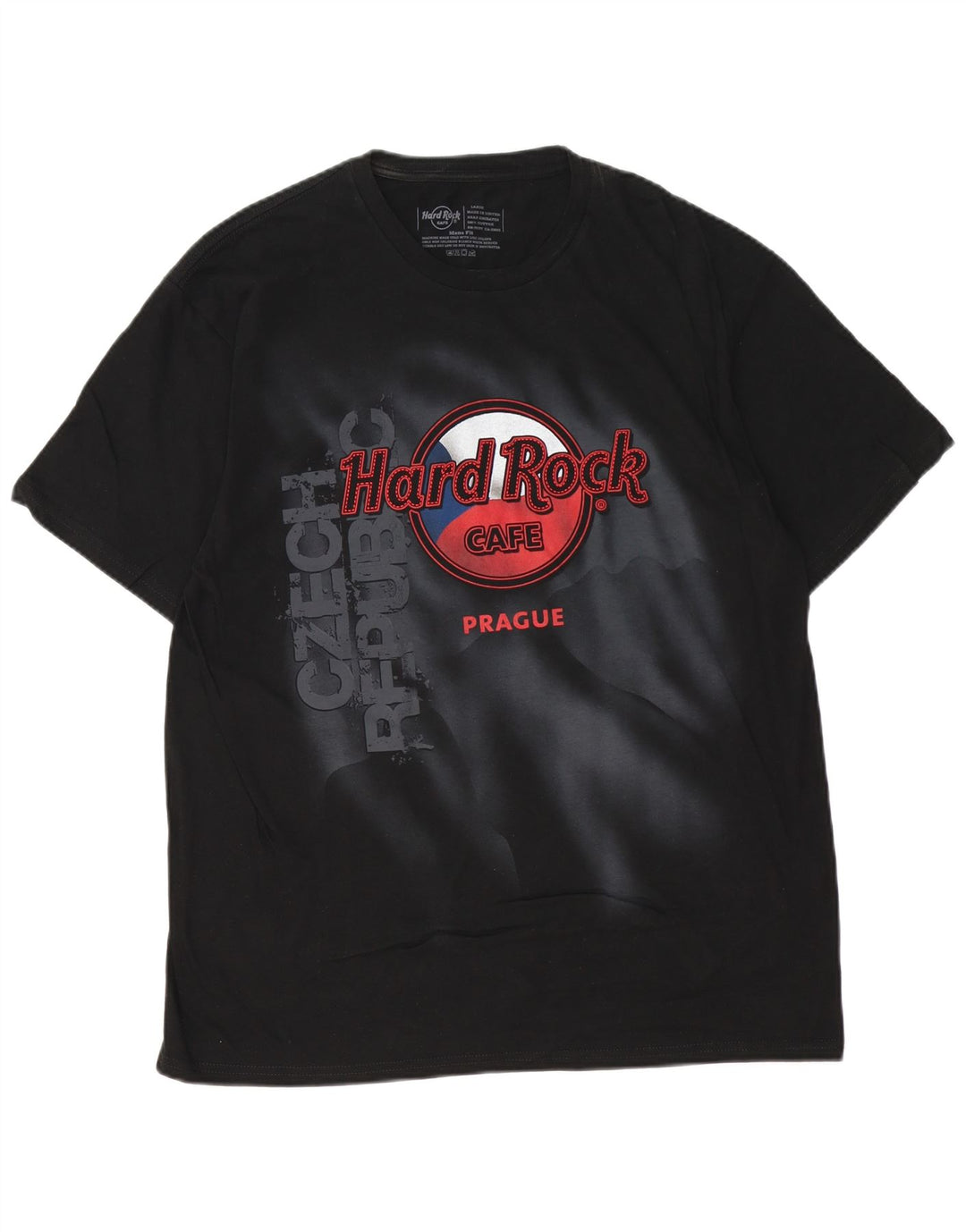 Hard Rock Cafe Mens Prague Graphic T-Shirt Top Large Black Cotton