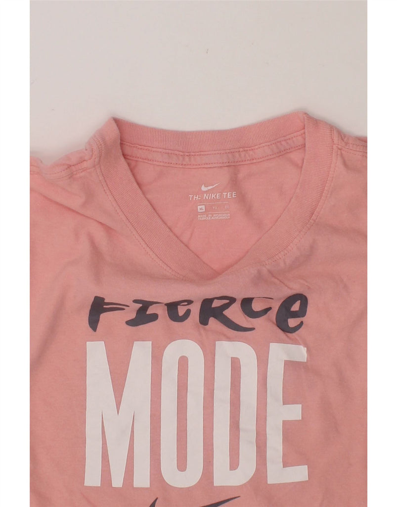 NIKE Girls Graphic T-Shirt Top 13-14 Years XL Pink Cotton Vintage Nike and Second-Hand Nike from Messina Hembry 
