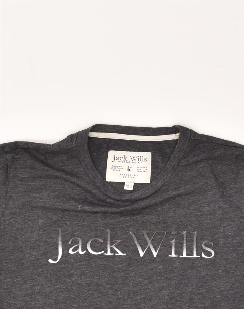 JACK WILLS Womens Graphic T-Shirt Top UK 8 Small Black Cotton | Vintage Jack Wills | Thrift | Second-Hand Jack Wills | Used Clothing | Messina Hembry 