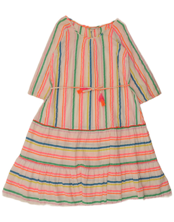 Boden Womens 3/4 Sleeve A-Line Dress UK 14 Medium Pink Striped Cotton