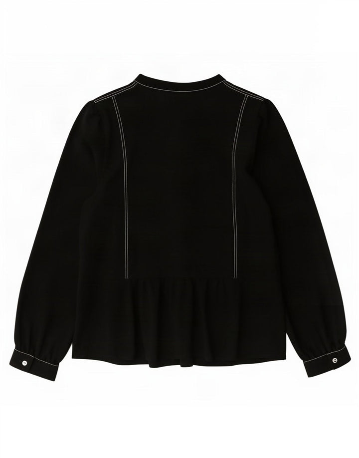 Marks & Spencer Womens Long Sleeve Blouse Top UK 16 Large Black Polyester