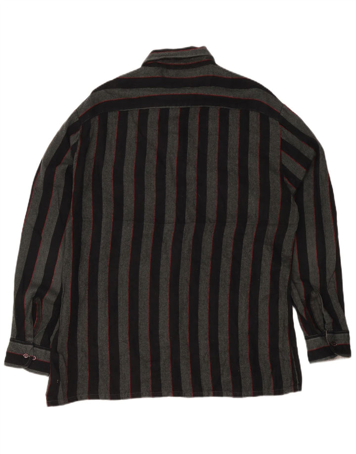 Backpacker Mens Overshirt Shirt Large Grey Striped Acrylic