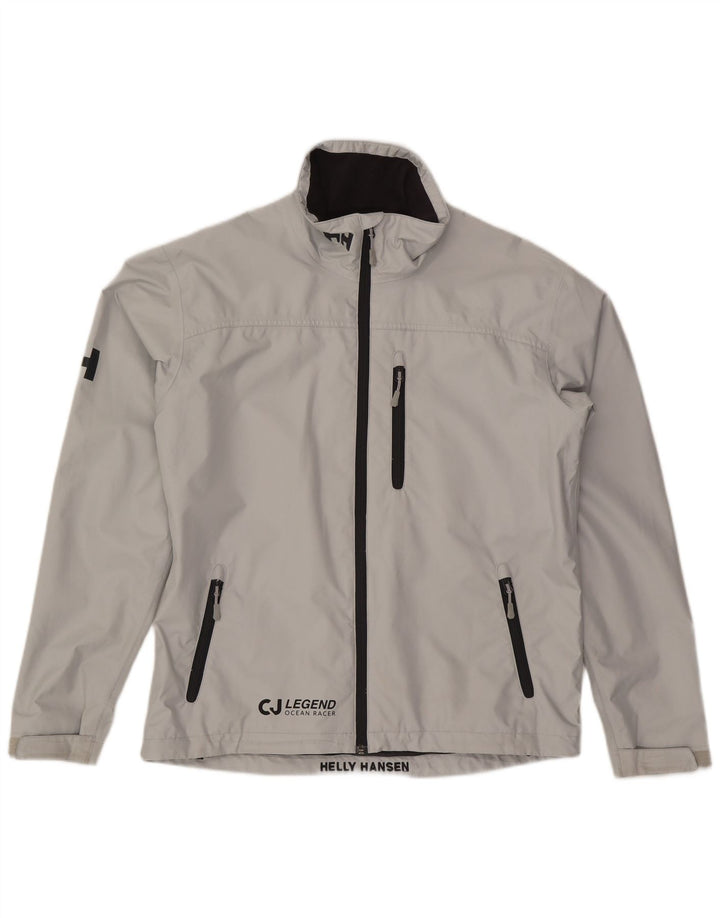 Helly Hansen Mens Graphic Rain Jacket UK 40 Large Grey Polyester