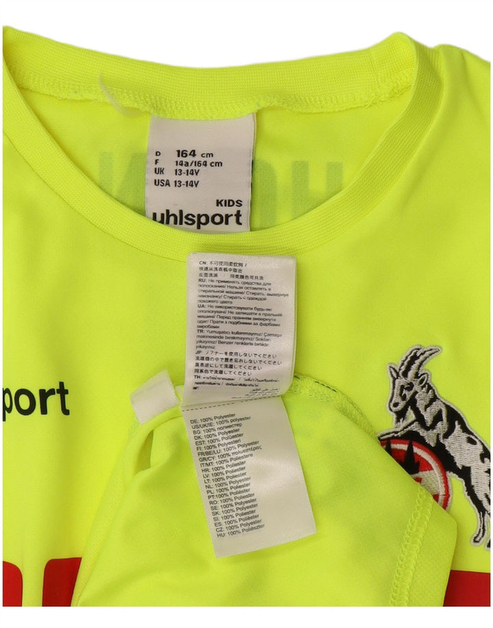 UHLSPORT Boys FC Koln Graphic Top Long Sleeve 13-14 Years Green Polyester