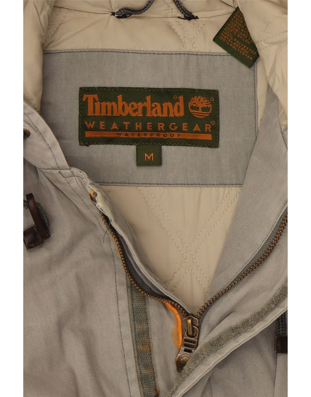TIMBERLAND Mens Hooded Windbreaker Coat UK 38 Medium Grey Cotton