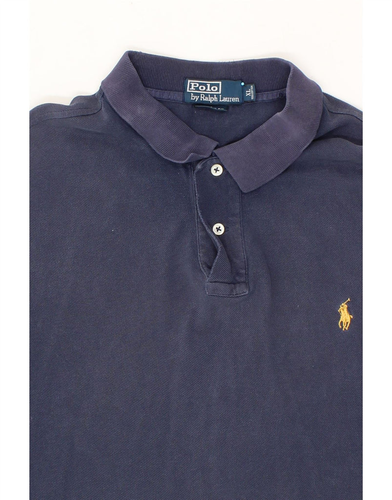 POLO RALPH LAUREN Mens Slim Fit Polo Shirt XL Navy Blue Cotton Vintage Polo Ralph Lauren and Second-Hand Polo Ralph Lauren from Messina Hembry 