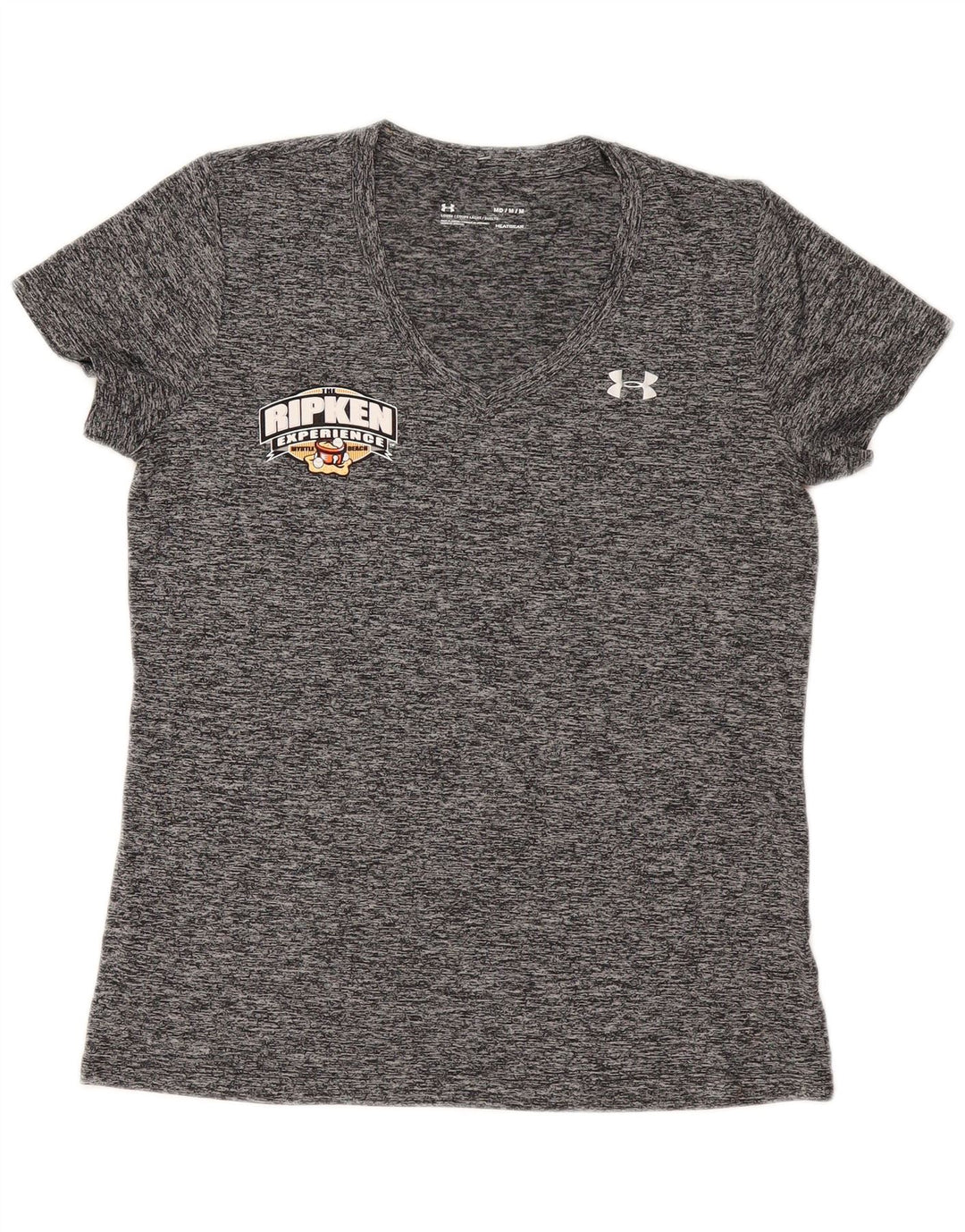 UNDER ARMOUR Womens Heat Gear Graphic T-Shirt Top UK 14 Medium Grey