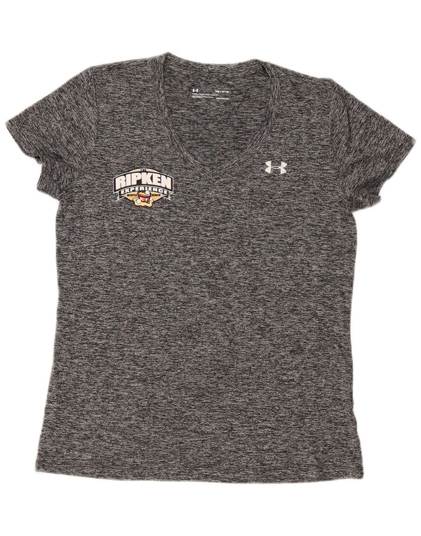 UNDER ARMOUR Womens Heat Gear Graphic T-Shirt Top UK 14 Medium Grey