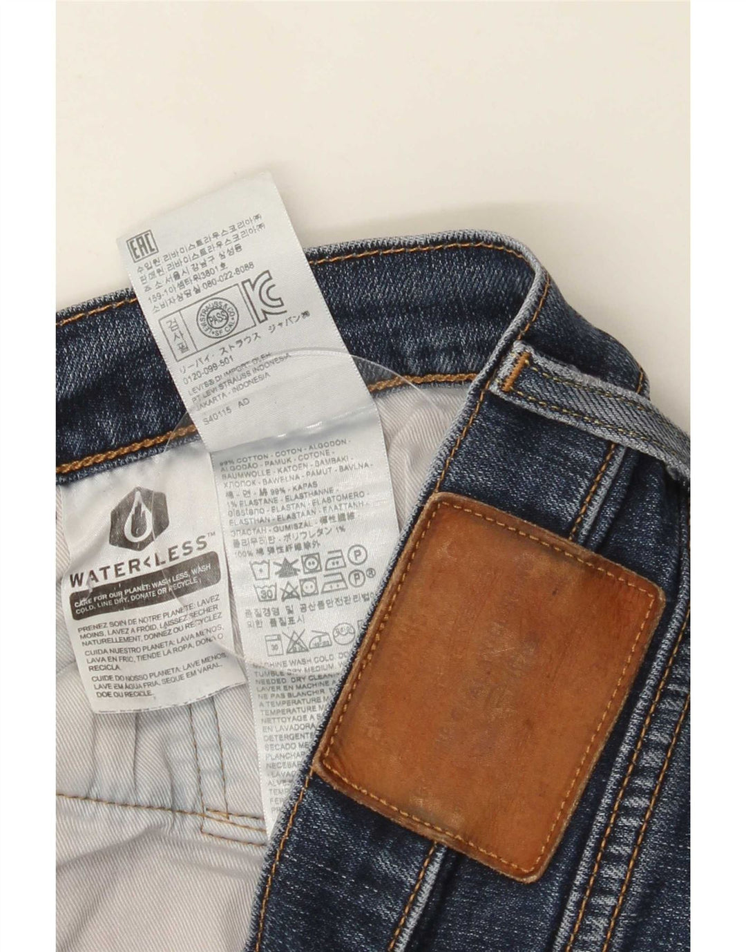 Levi's Mens Slim Jeans W34 L30 Blue Cotton
