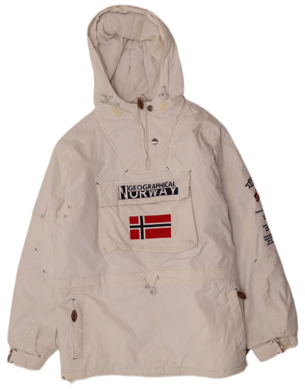 Geographical Norway Mens Hooded Graphic Anorak Jacket UK 42 XL White