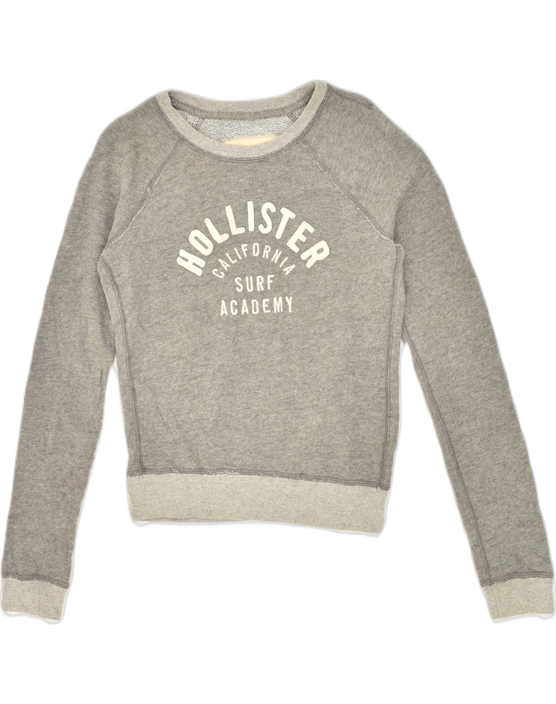 HOLLISTER Womens Graphic Sweatshirt Jumper UK 6 XS Grey Cotton | Vintage Hollister | Thrift | Second-Hand Hollister | Used Clothing | Messina Hembry 