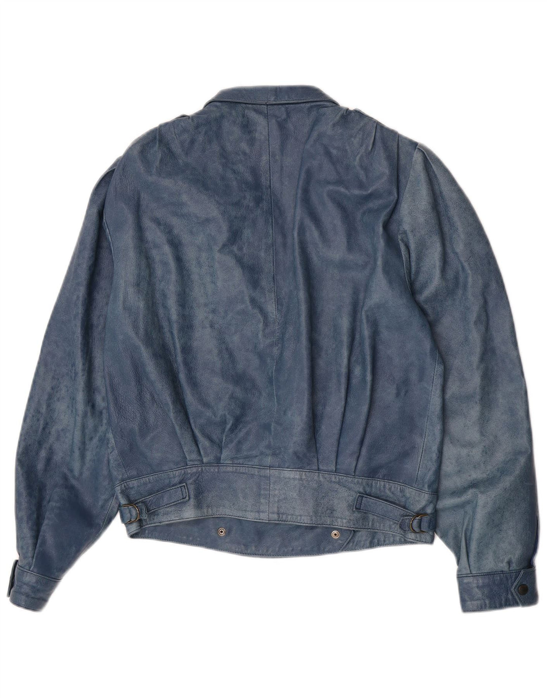 Vintage Womens Leather Jacket IT 44 Medium Blue Leather