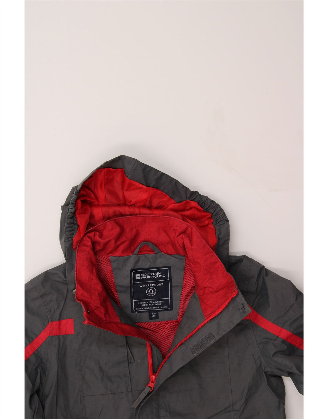 MOUNTAIN WAREHOUSE Boys Hooded Rain Jacket 9-10 Years Grey Colourblock Vintage Mountain Warehouse and Second-Hand Mountain Warehouse from Messina Hembry 