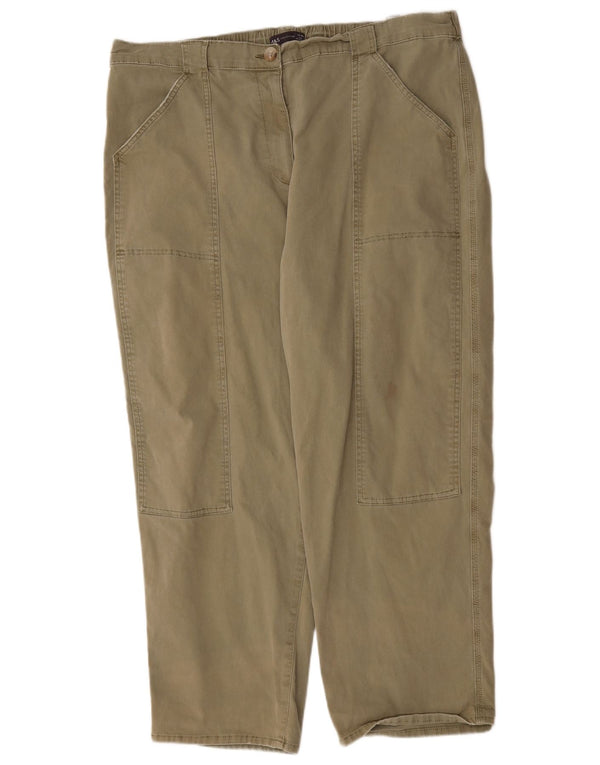 Marks & Spencer Womens Tapered Casual Trousers UK 22 3XL W44 L28 Khaki