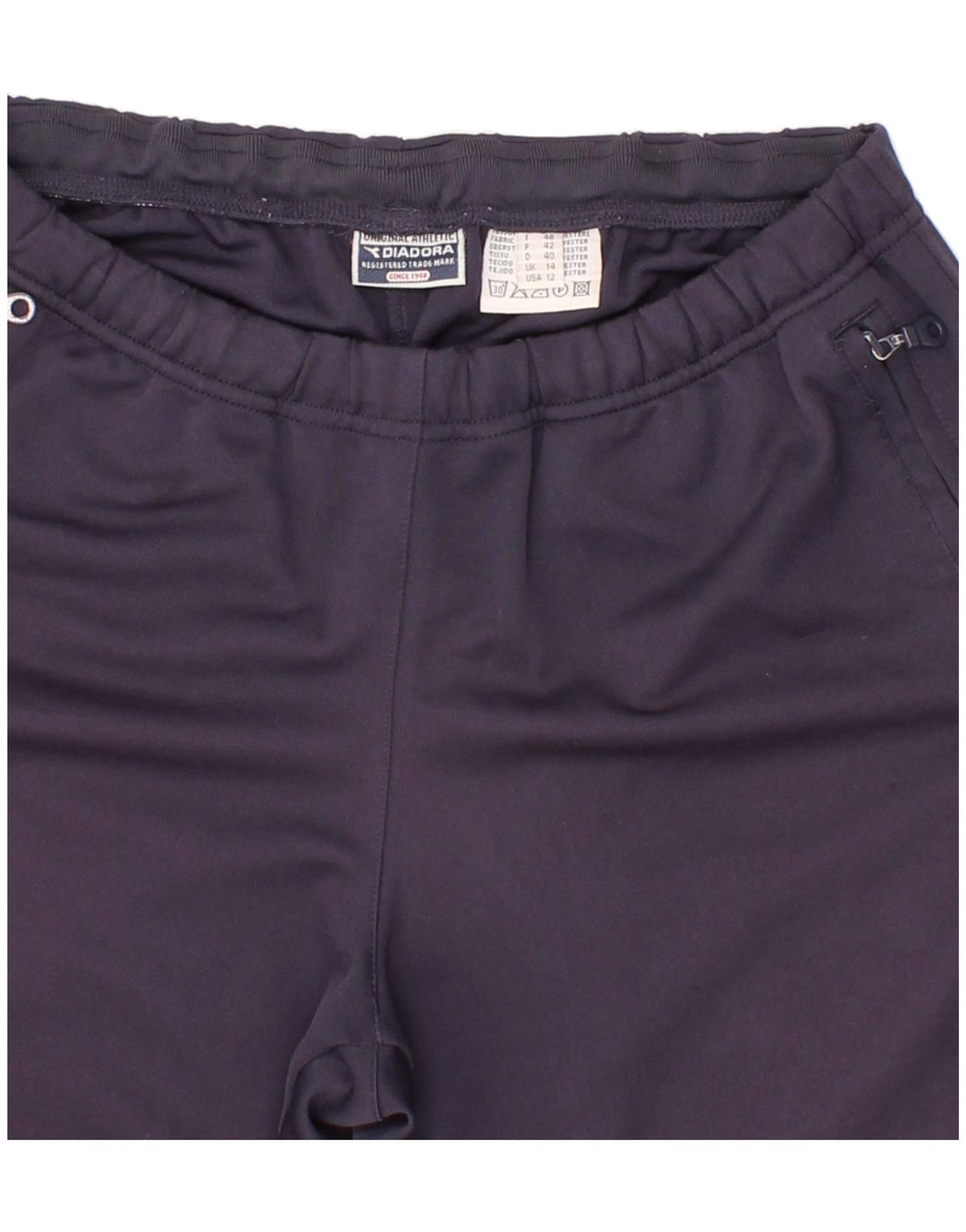 DIADORA Womens Tracksuit Trousers UK 14 Large  Navy Blue Polyester Vintage Diadora and Second-Hand Diadora from Messina Hembry 