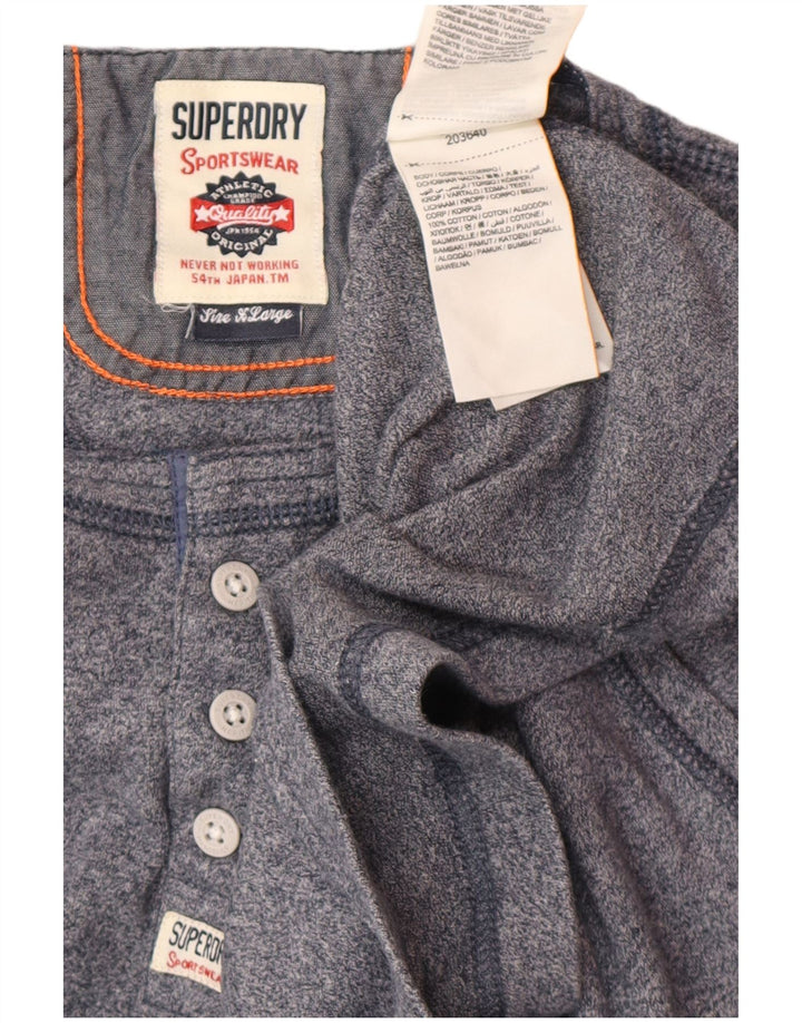 SUPERDRY Mens Top Long Sleeve XL Navy Blue Cotton