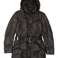 PEUTEREY Womens Hooded Padded Coat EU 42 Large Black Cotton