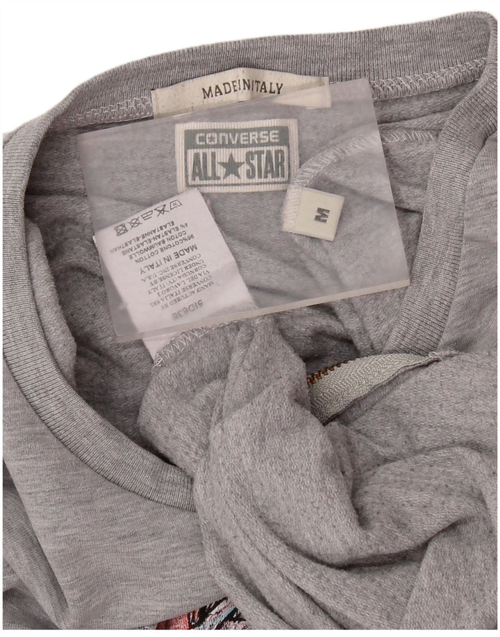 CONVERSE Womens Graphic Sweatshirt Jumper UK 14 Medium Grey Cotton