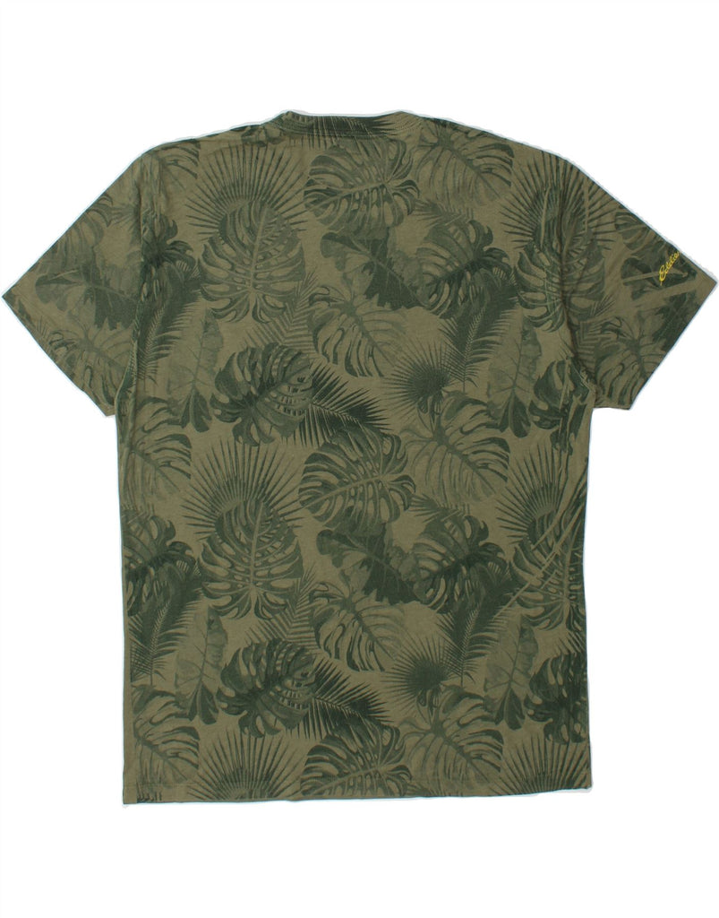 EDDIE BAUER Mens Abstract Pattern T-Shirt Top Medium Green Cotton Vintage Eddie Bauer and Second-Hand Eddie Bauer from Messina Hembry 