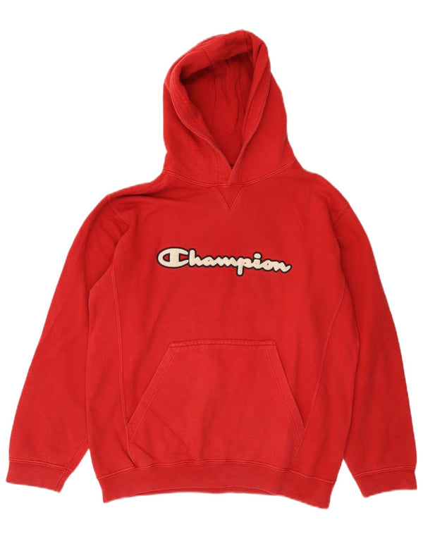 CHAMPION Boys Graphic Hoodie Jumper 11-12 Years Red Cotton