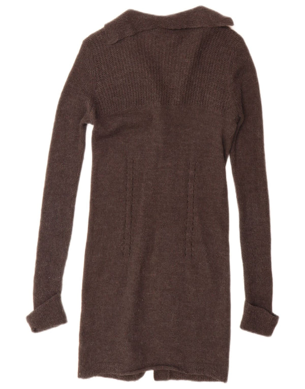 Gas Womens Longline Cardigan Sweater UK 10 Small Brown