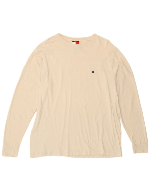 Tommy Hilfiger Mens Top Long Sleeve Small Off White Cotton