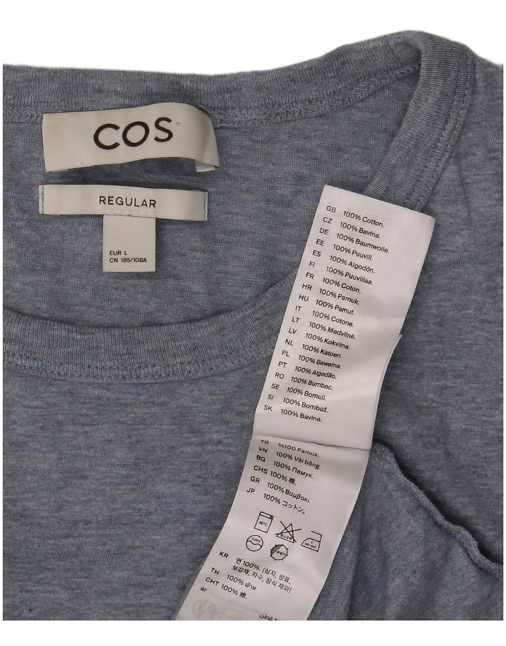 Cos Mens Regular T-Shirt Top Large Blue Flecked Cotton