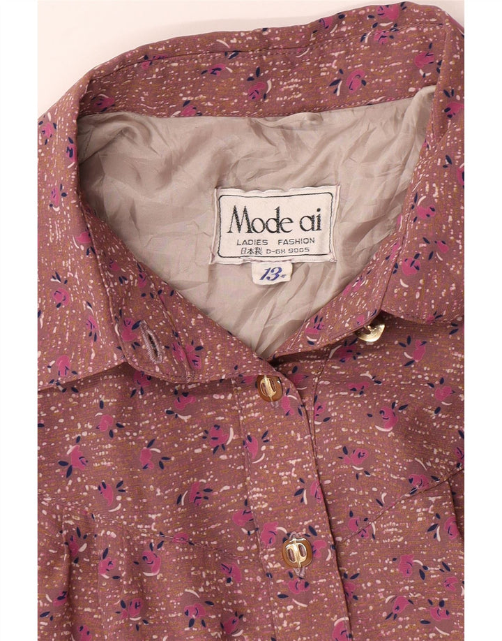 Vintage Womens Maxi Pullover Shirt Dress UK 12 Medium Brown Floral