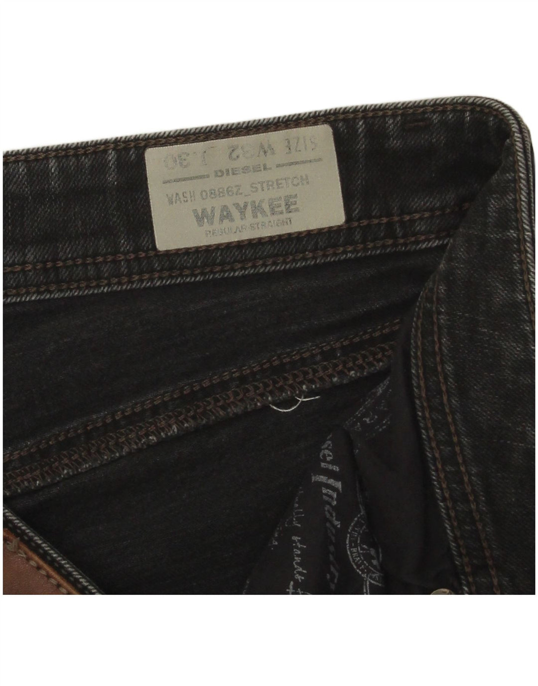 Diesel Mens Waykee Regular Straight Jeans W32 L30 Grey Cotton