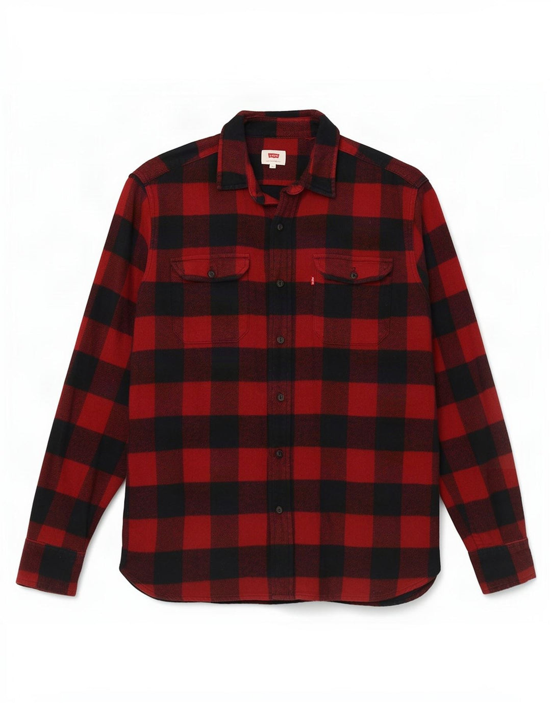 Levi's Mens Flannel Shirt Medium Red Gingham Cotton