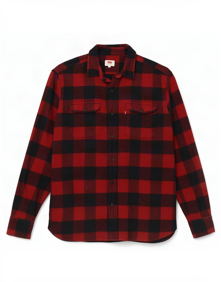 Levi's Mens Flannel Shirt Medium Red Gingham Cotton