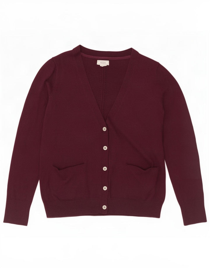 Fat Face Womens Cardigan Sweater UK 12 Medium Burgundy Polyester