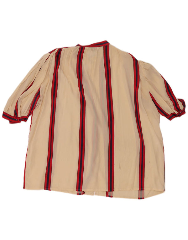 Padovanelle Womens Short Sleeve Shirt Blouse IT 48 XL Off White Striped