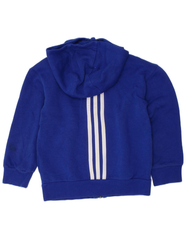 Adidas Boys Graphic Zip Hoodie Sweater 4-5 Years Blue Cotton